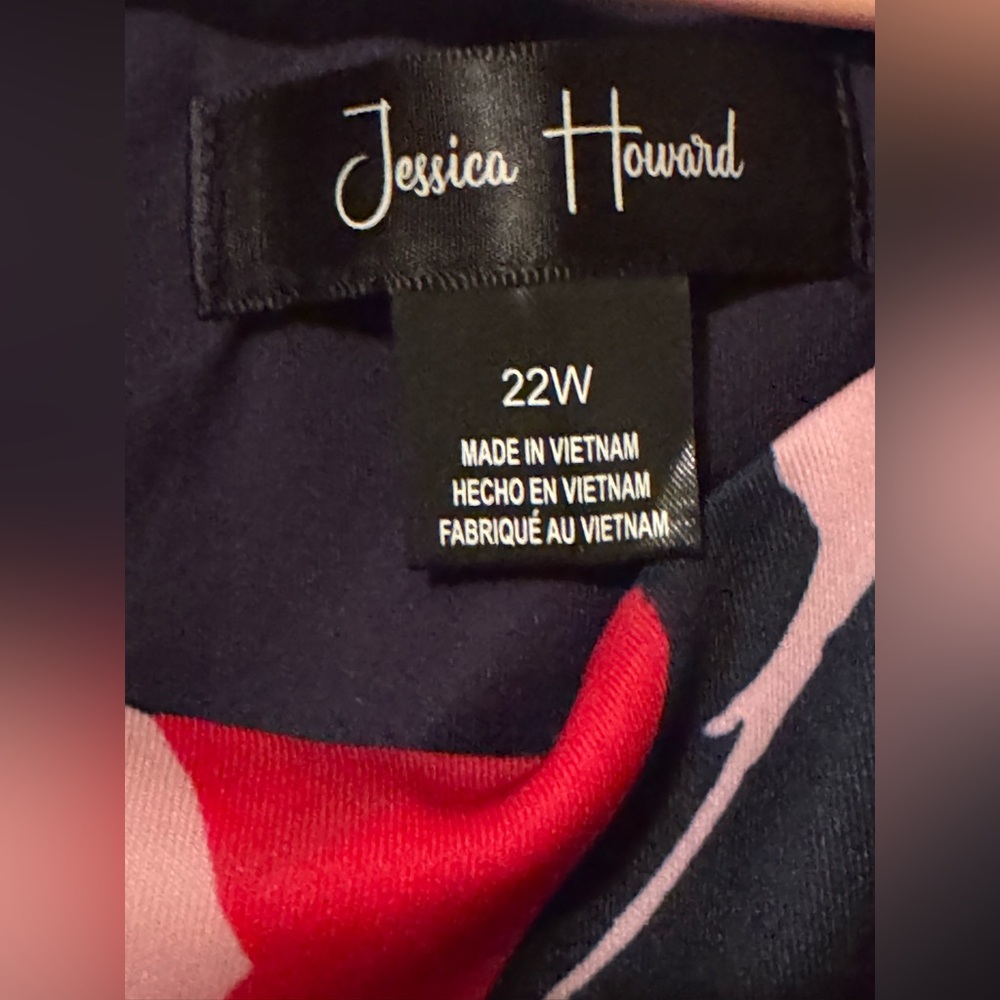 NWT Jessica Howard Navy Blue Pink and Green Floral Mini Dress - Picture 3 of 4